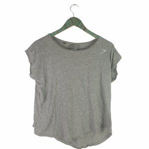 Gray Gym Shark Boxy Asymmetrical Tshirt Sz S
